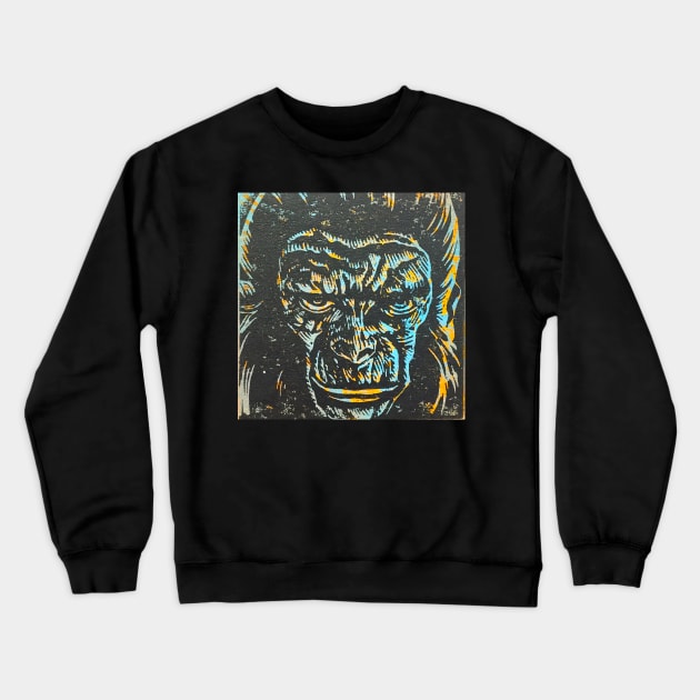 pop art planet of the apes dr zaius cornelius comic books  warhol lichtenstein Crewneck Sweatshirt by charlesstat3